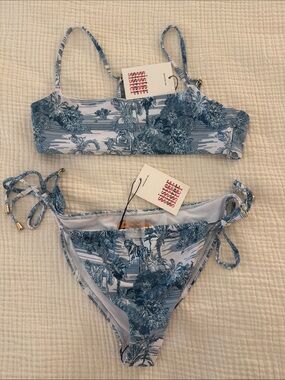 Sister Jane Blue Toile Tie-Side Bikini Set
